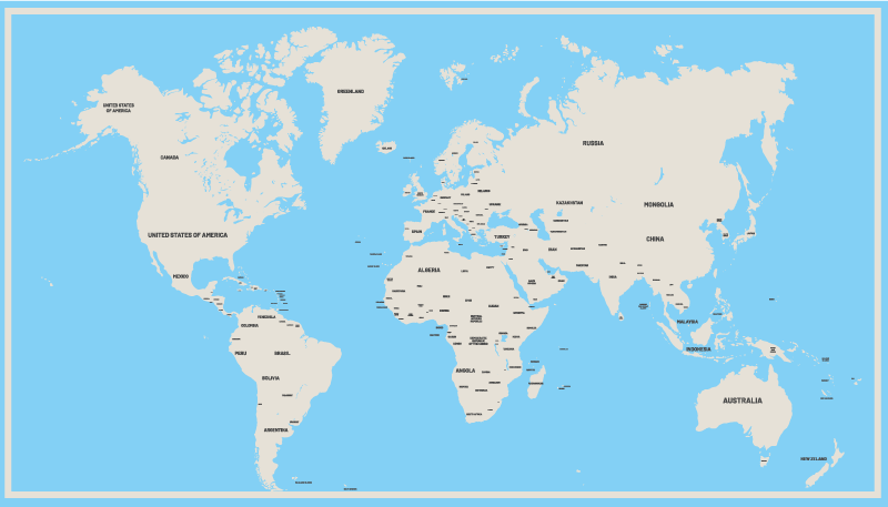 Tapete vinílico de mapa mundial design global simples - TenStickers