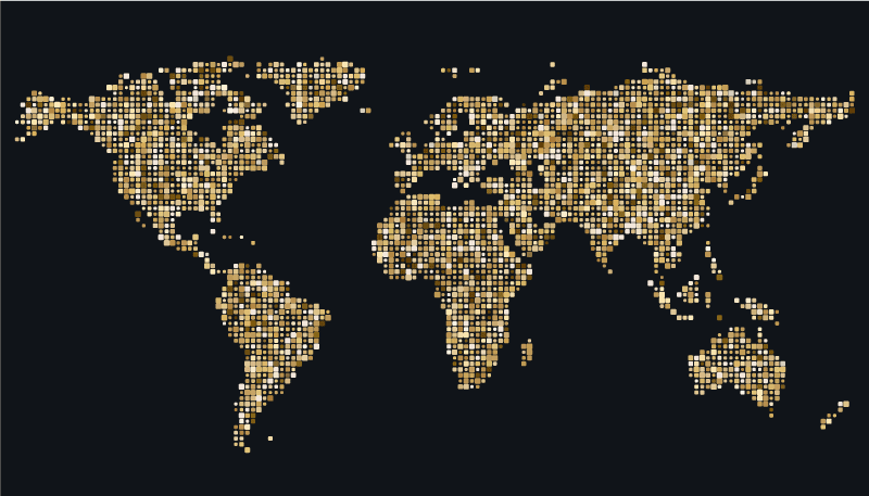 Tapete moderno preto e dourado com mapa do mundo - TenStickers