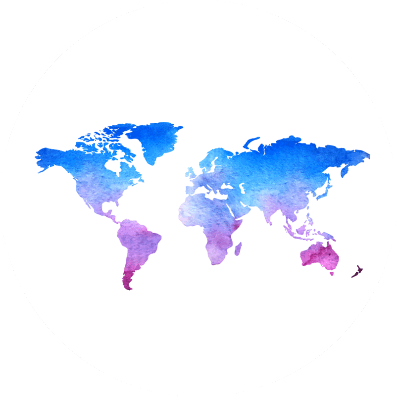 Tapete vinílico de mapa mundial textura aquarelada circular - TenStickers