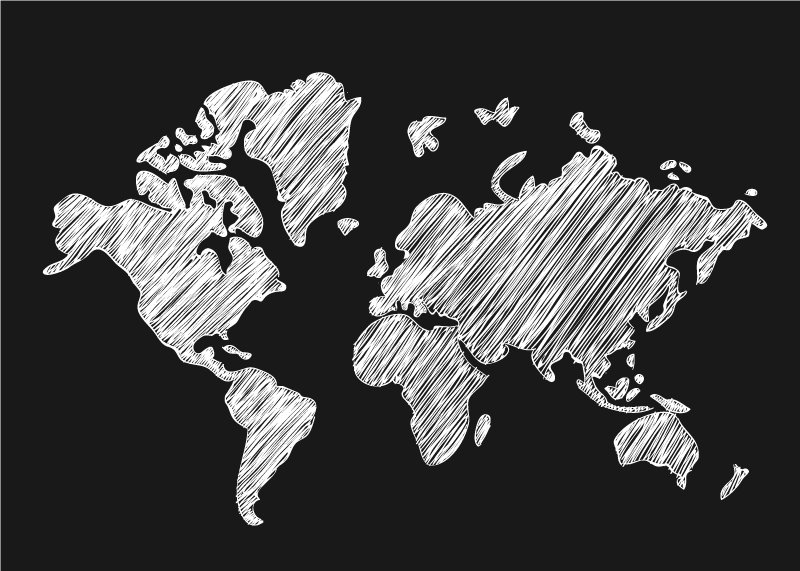 Tapete vinílico de mapa mundial design cinza de quadro-negro - TenStickers