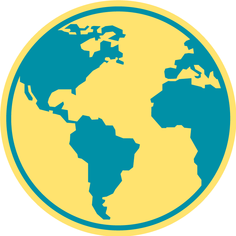 Tapete de mapa-múndi globo azul e amarelo colorido - TenStickers