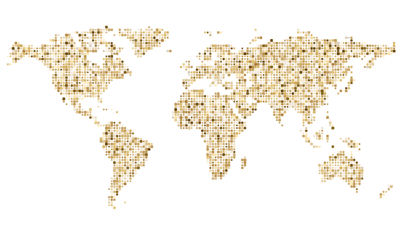 Tapete vinílico de mapa mundial contorno dourado - TenStickers