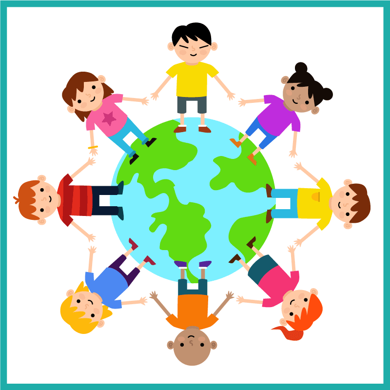 Tapete em vinil infantil mundo de mãos dadas - TenStickers