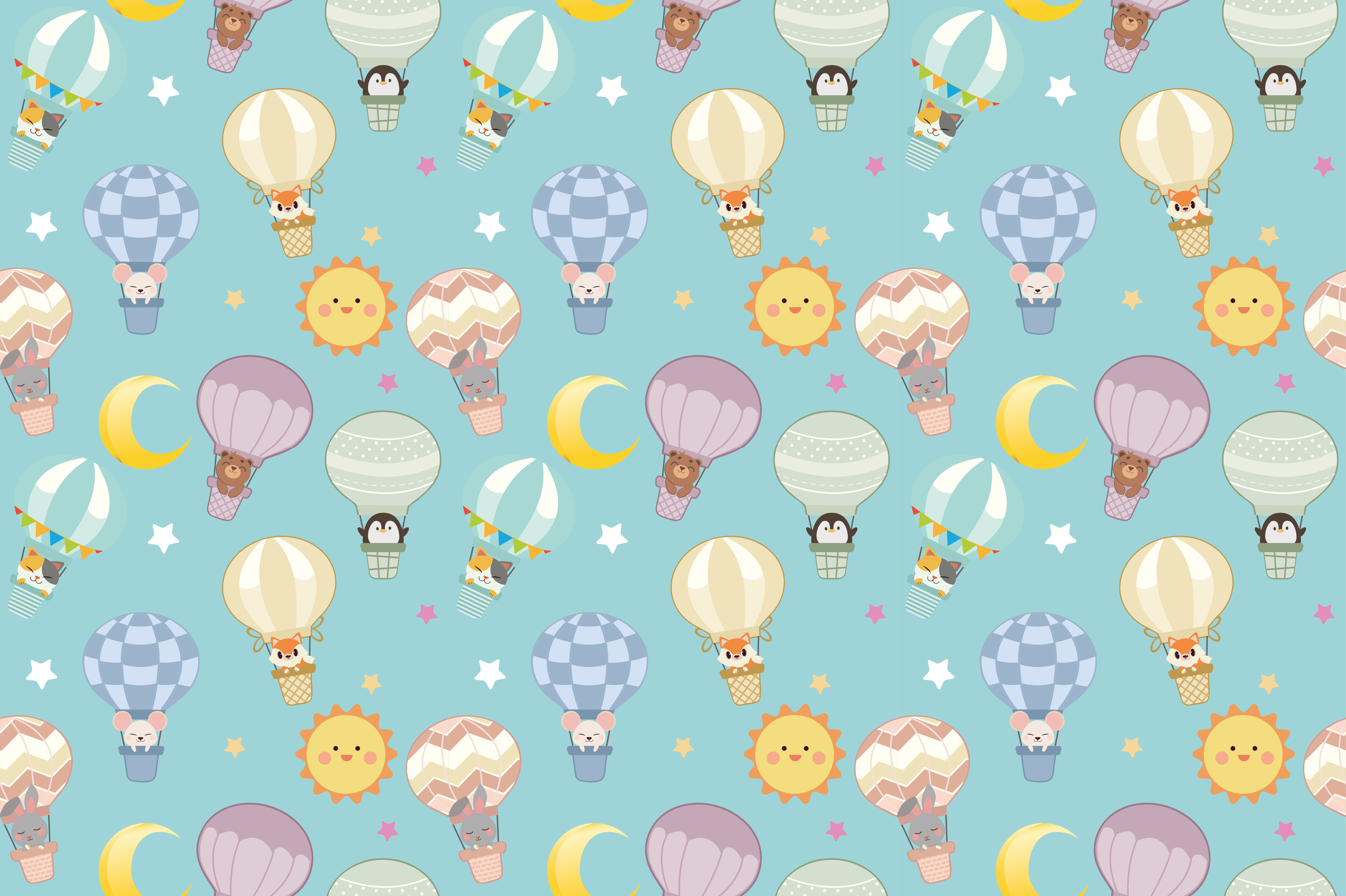 Tapete vinílico para bebés ar quente caprichoso - TenStickers