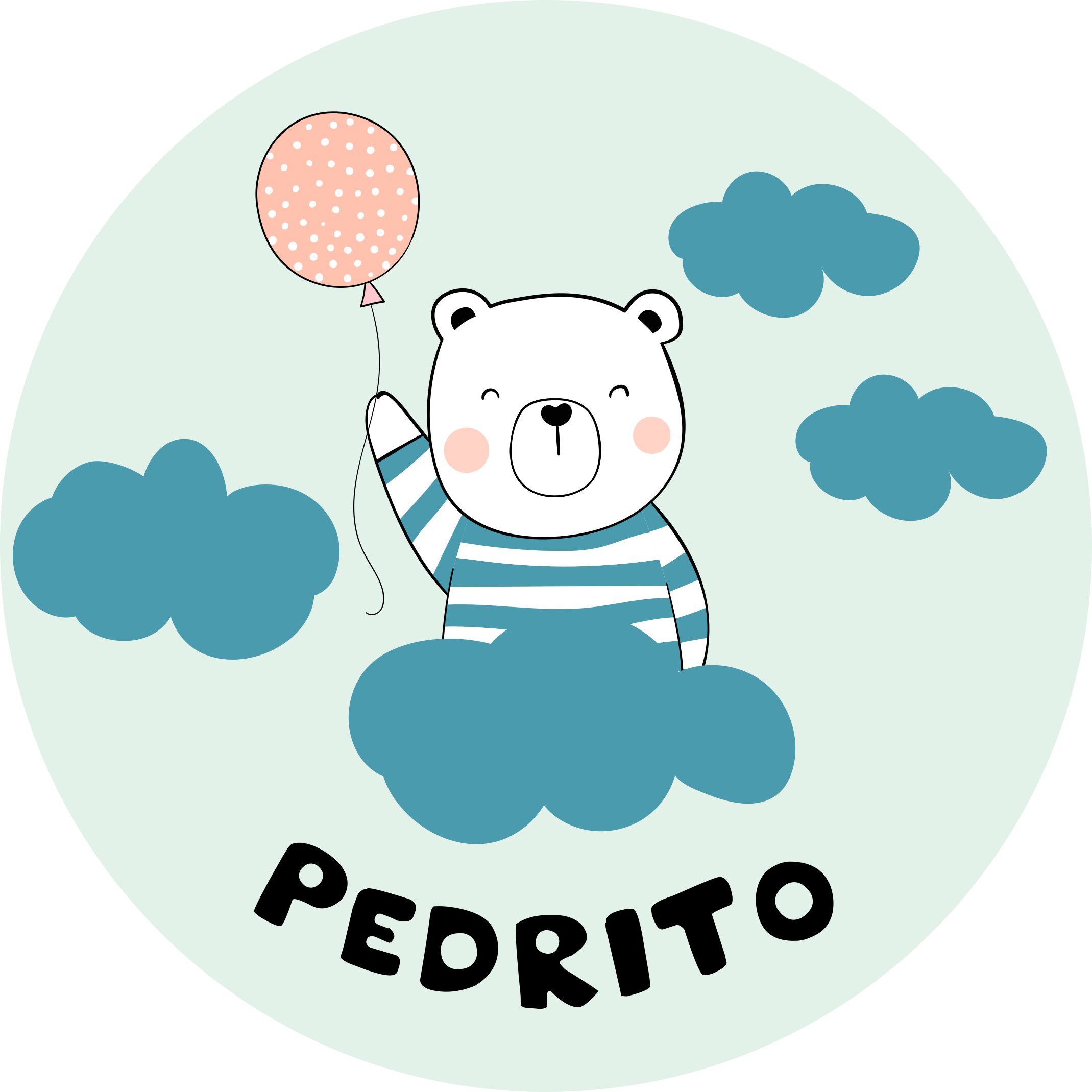 Tapete vinílico com nome balão de urso alegre - TenStickers
