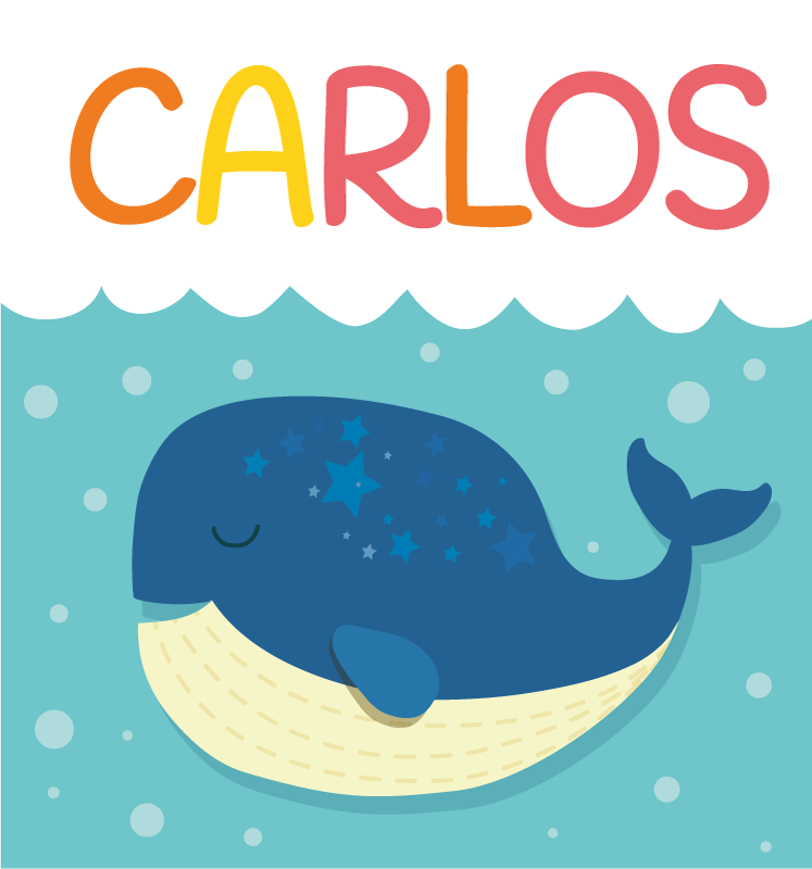 Tapete vinílico com nome cena caprichosa de baleia - TenStickers