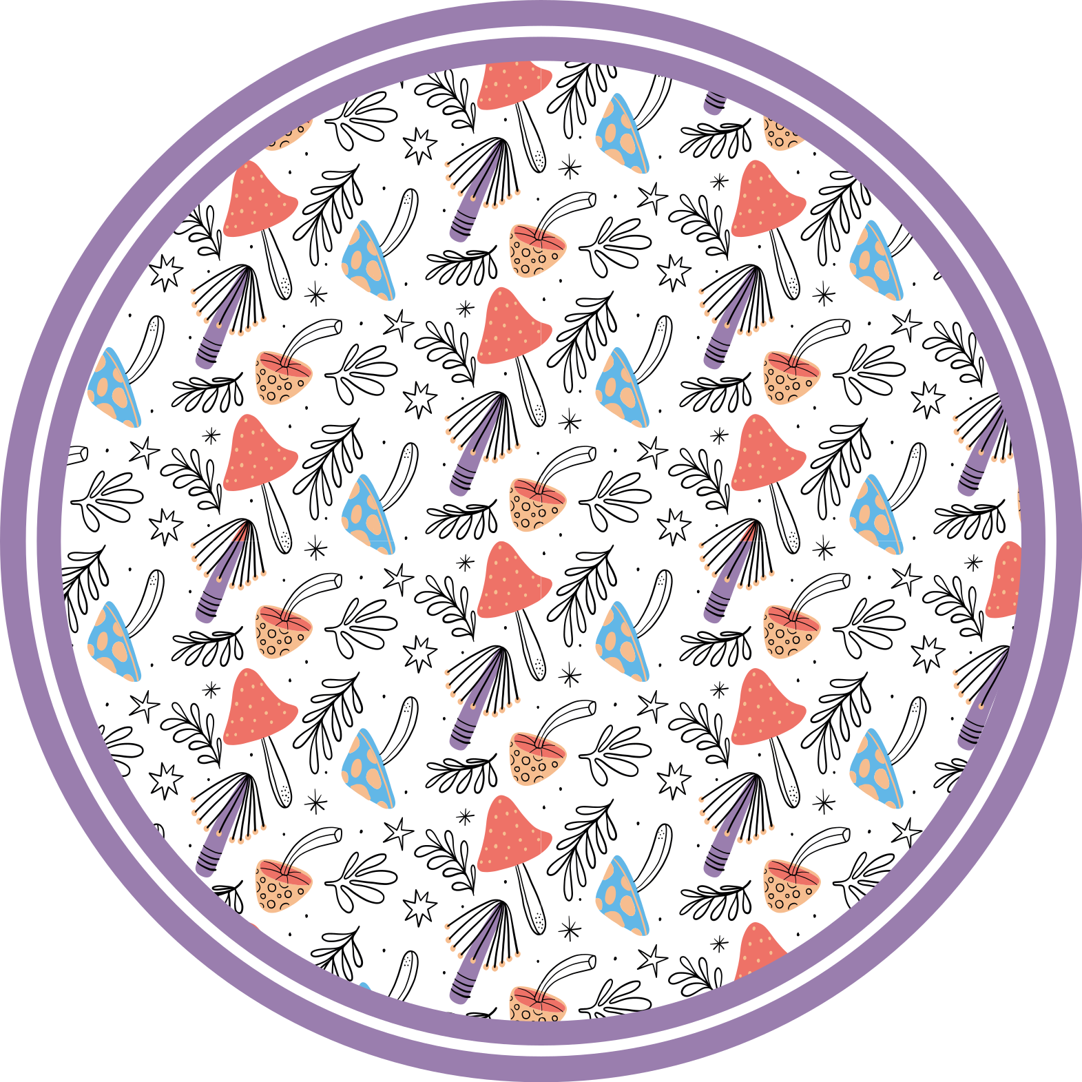 Tapete vinílico natureza brotos de fungos coloridos - TenStickers