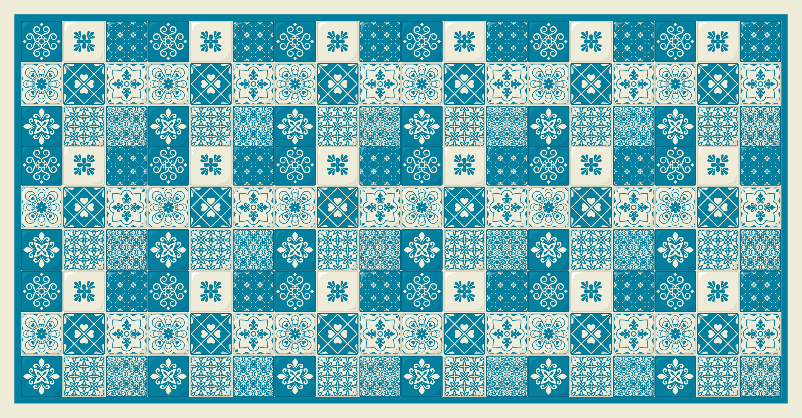 Tapete vinílico azulejos mosaico azul estampado - TenStickers