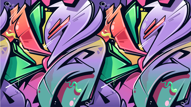 Tapete vinílico juvenil fluxo vibrante de grafite - TenStickers