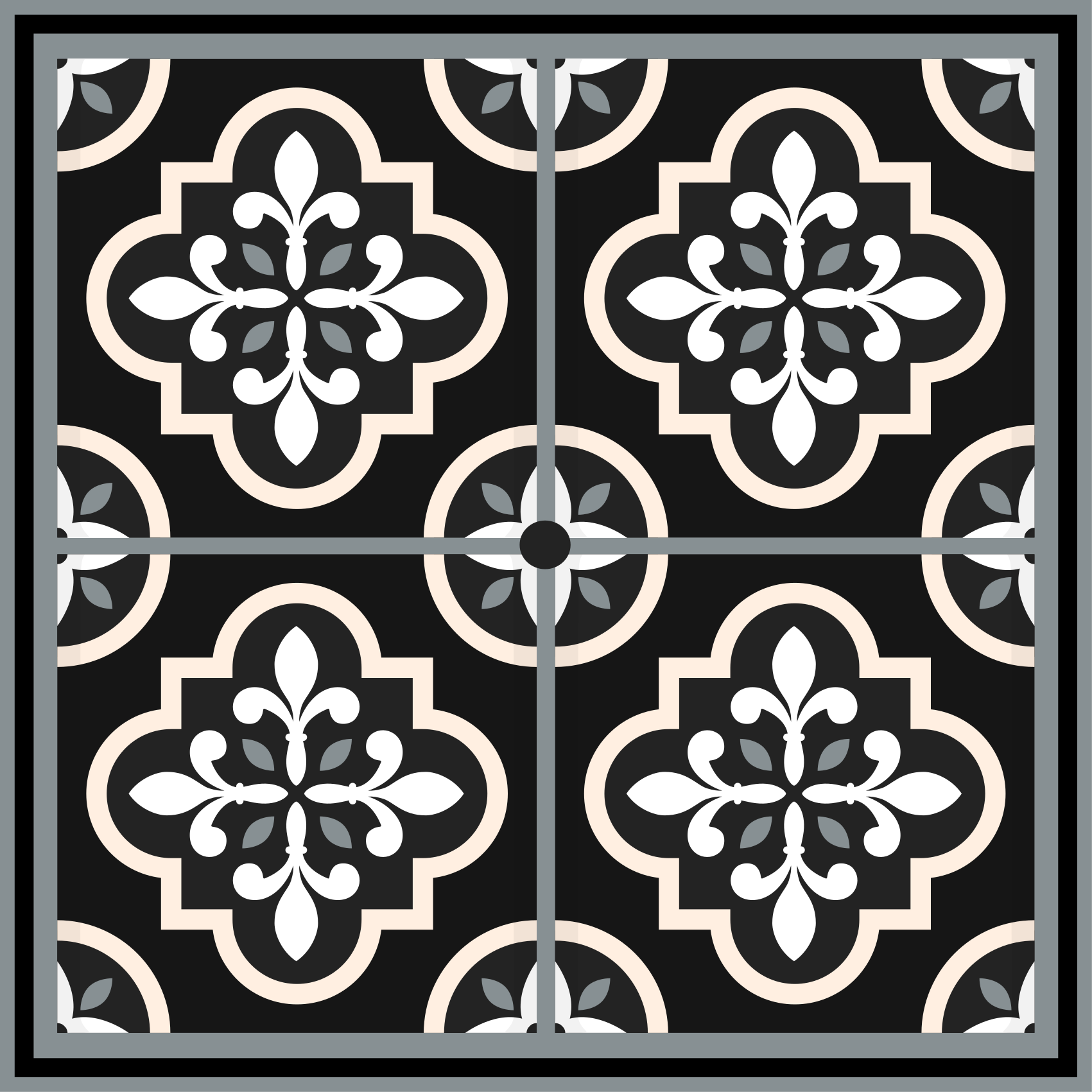Tapete vinílico azulejos mosaico preto e branco - TenStickers