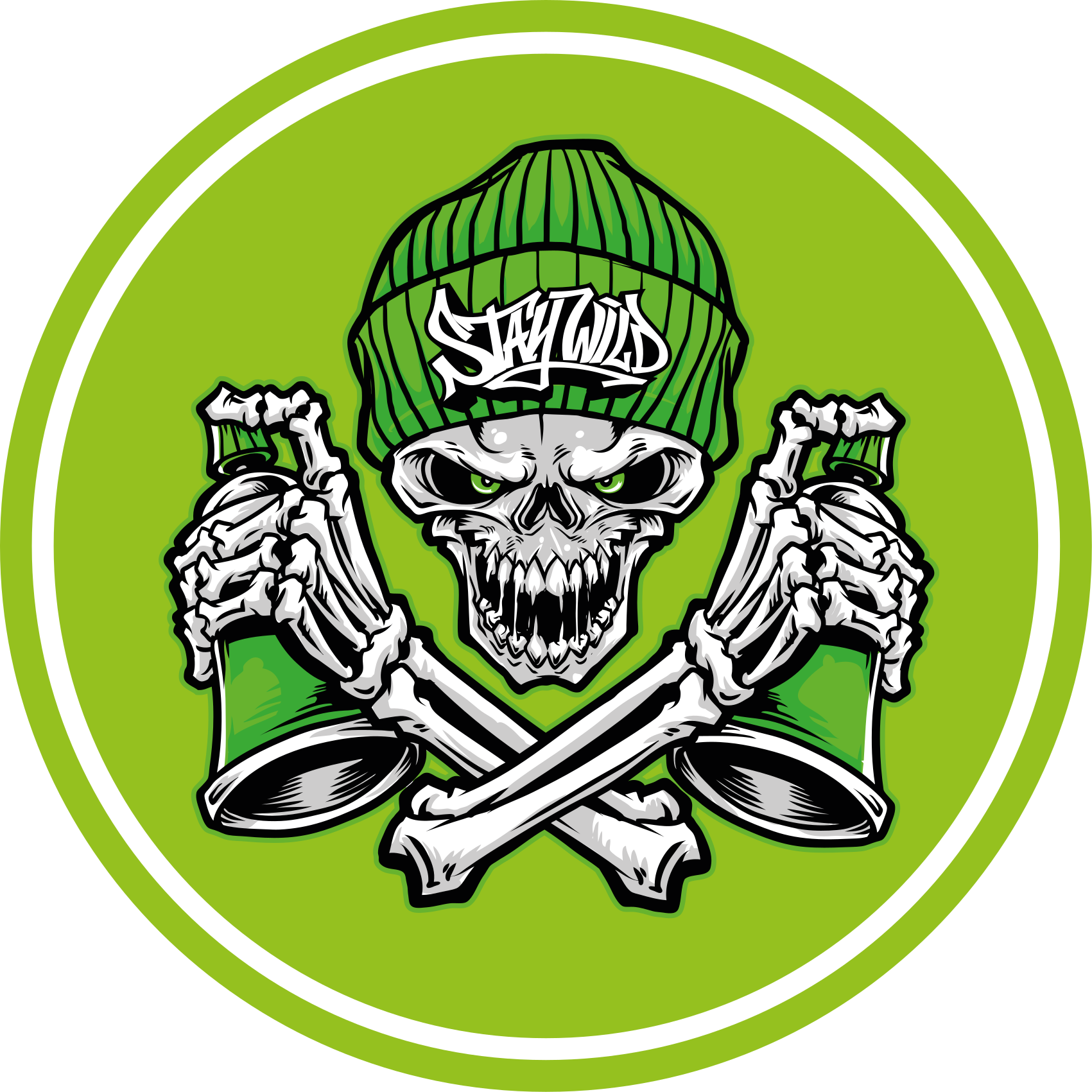 Tapete vinílico redondo caveira e bebidas - TenStickers