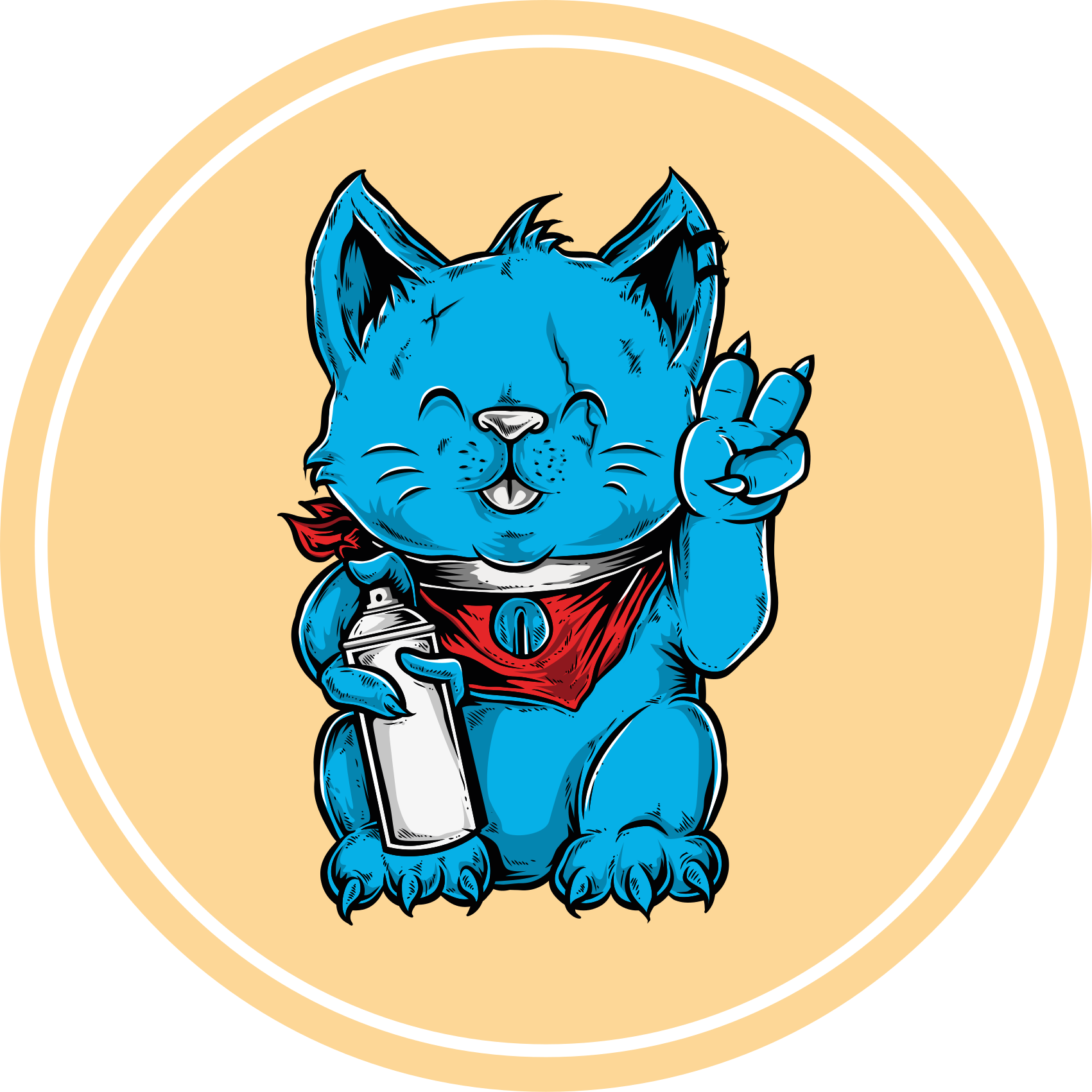 Tapete vinílico de animais gato azul com mamadeira - TenStickers