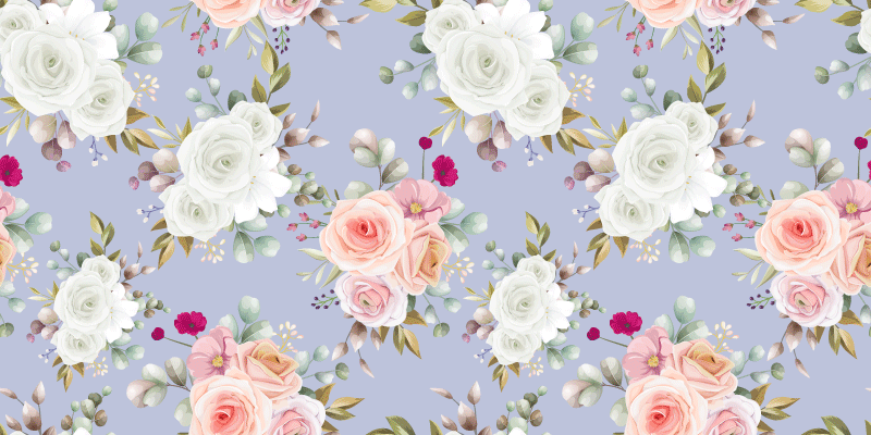 Tapete vinílico flores e plantas padrões elegantes de rosas - TenStickers