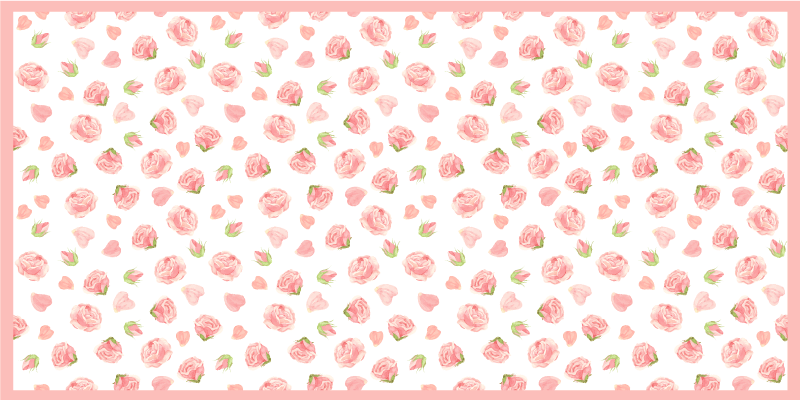 Tapete vinílico flores e plantas rosas padrão elegante - TenStickers