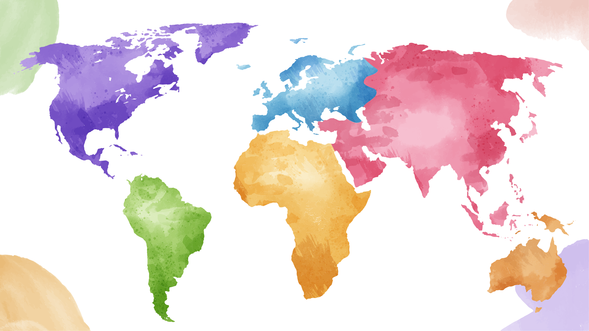 Tapete vinílico de mapa mundial continentes coloridos - TenStickers