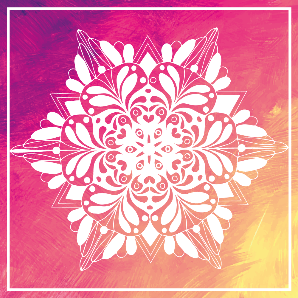 Tapete vinílico de mandala arranjo botânico elaborado - TenStickers