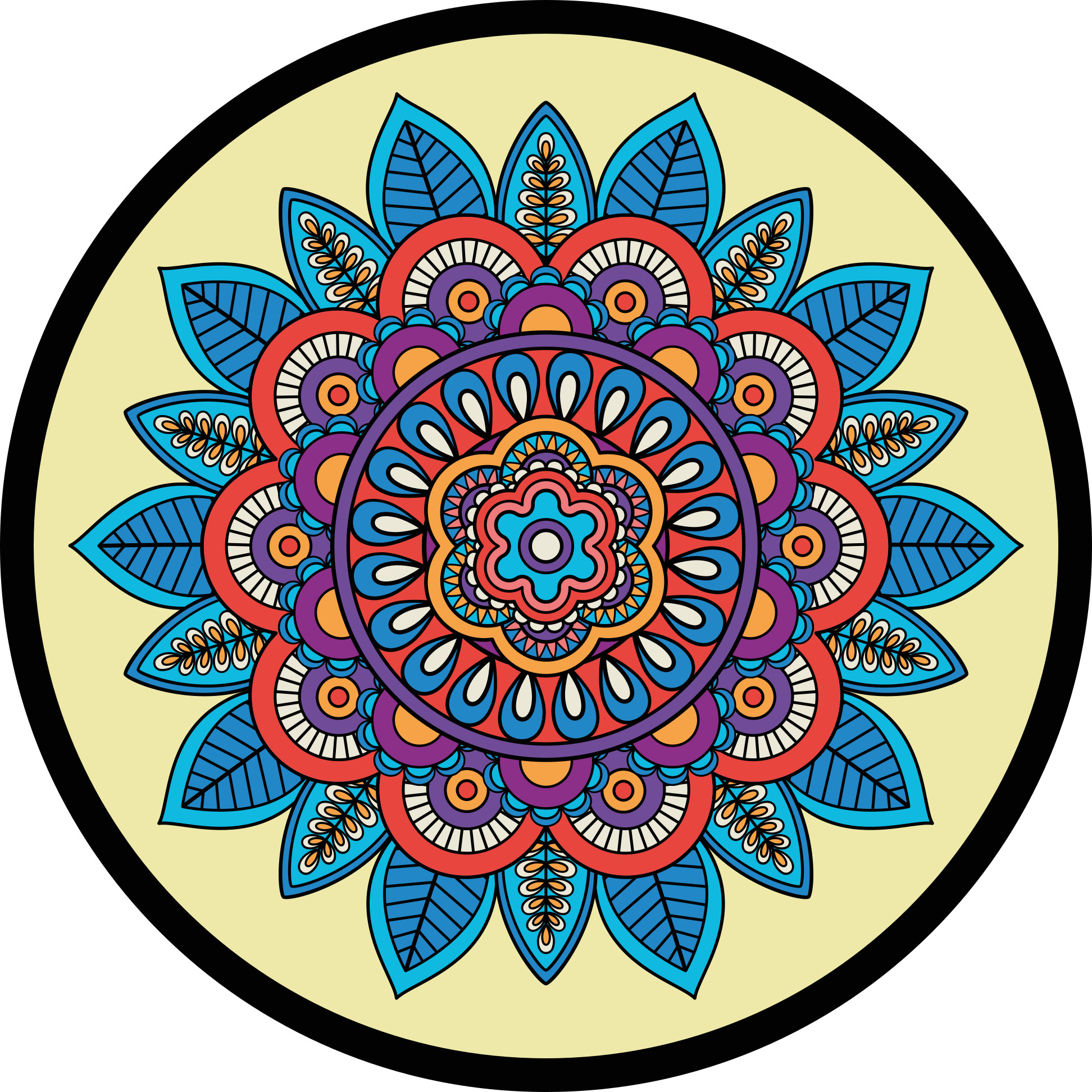 Tapete vinílico de mandala motivo circular colorido - TenStickers