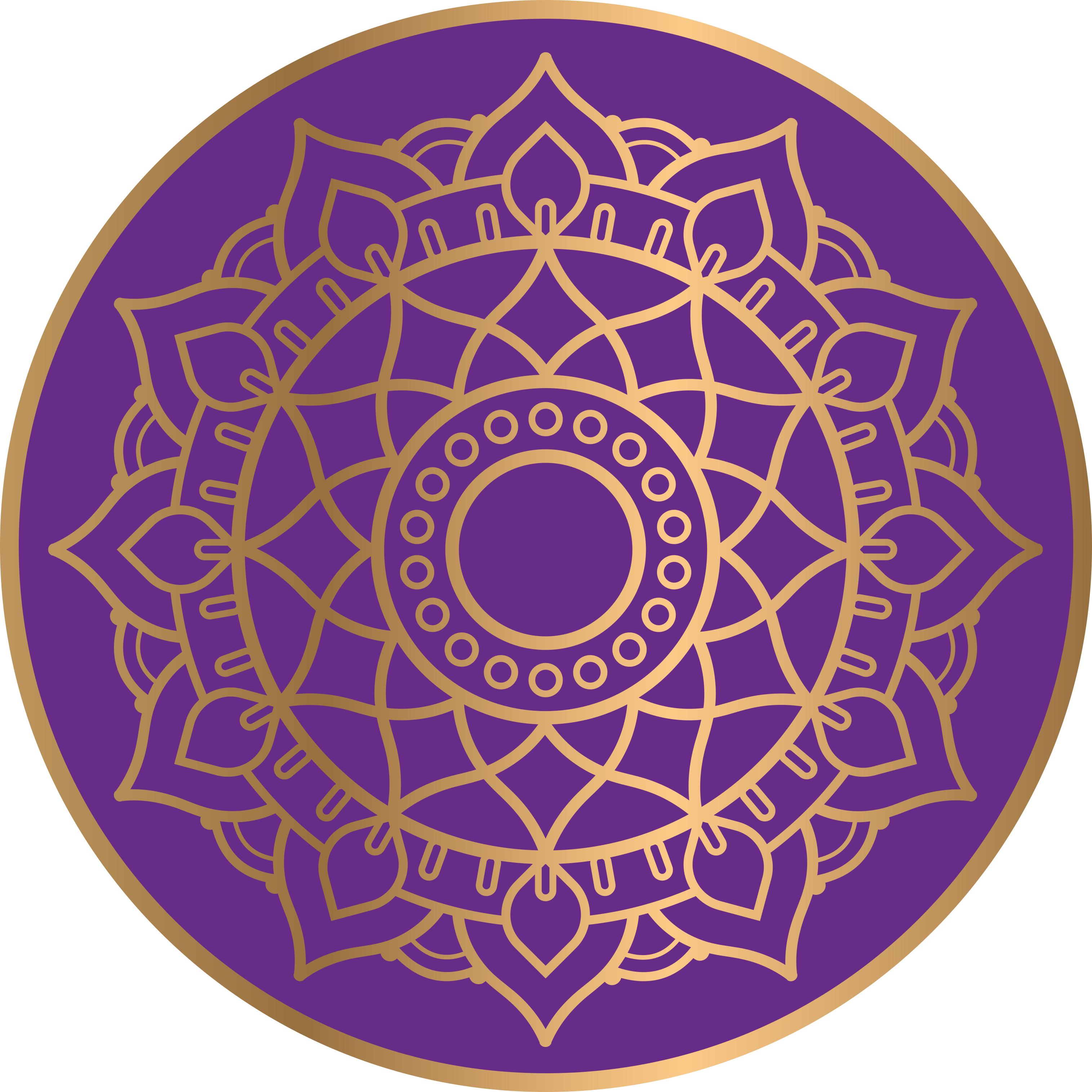 Tapete vinílico de mandala motivo roxo e dourado - TenStickers