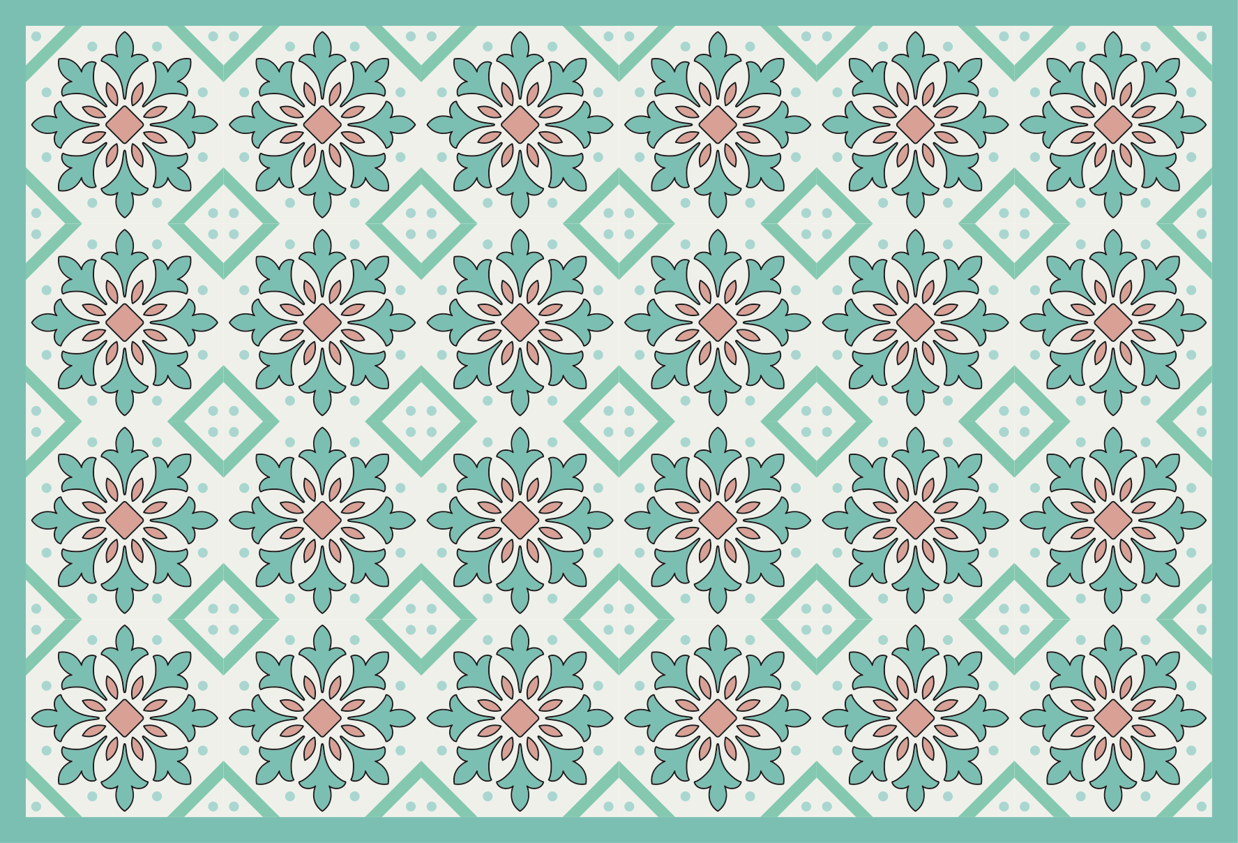 Tapete vinílico azulejos conceito de mosaico floral - TenStickers