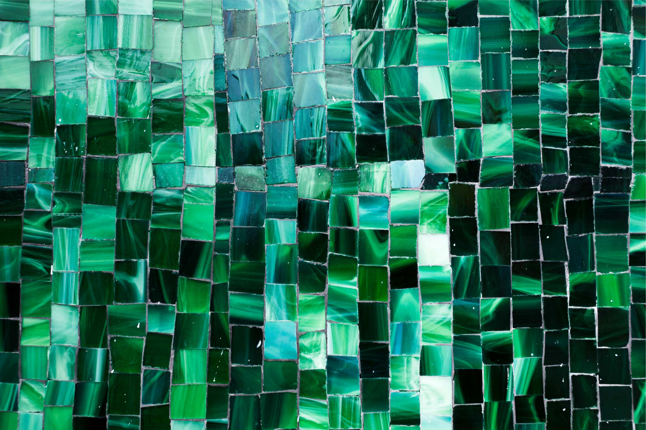 Tapete vinílico mosaico azulejos verdes de vitral - TenStickers