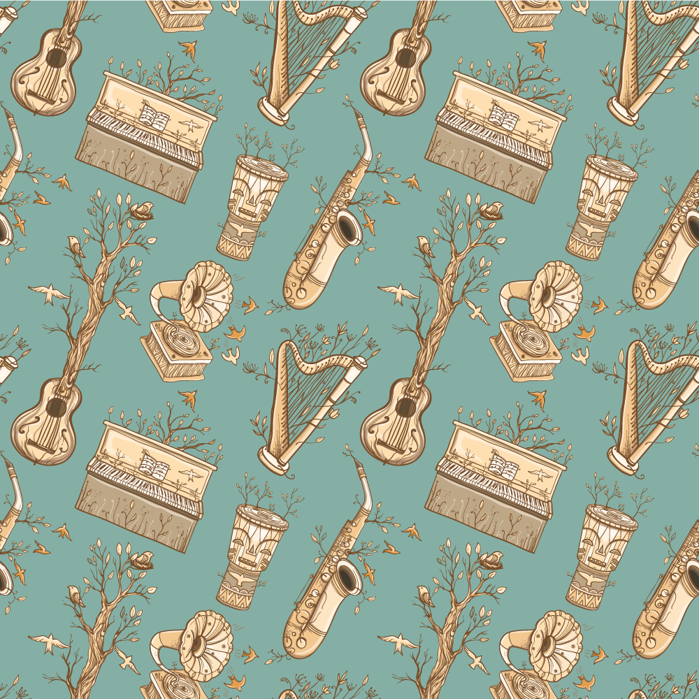 Tapete em vinil infantil conceito de instrumentos musicais - TenStickers