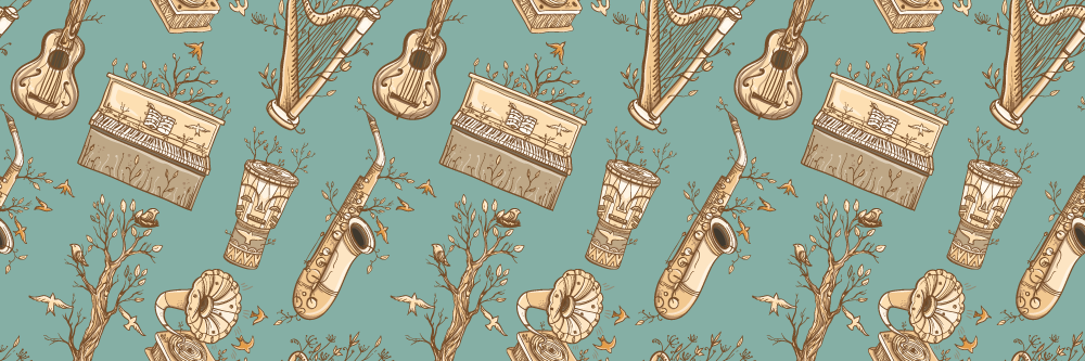 Tapete em vinil infantil ideia de instrumentos musicais - TenStickers