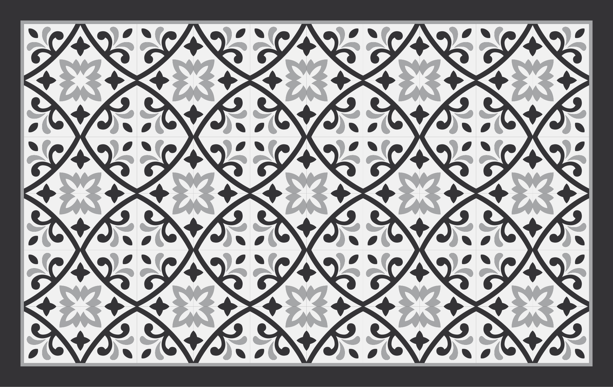 Tapete vinílico azulejos padrão floral monocromático - TenStickers