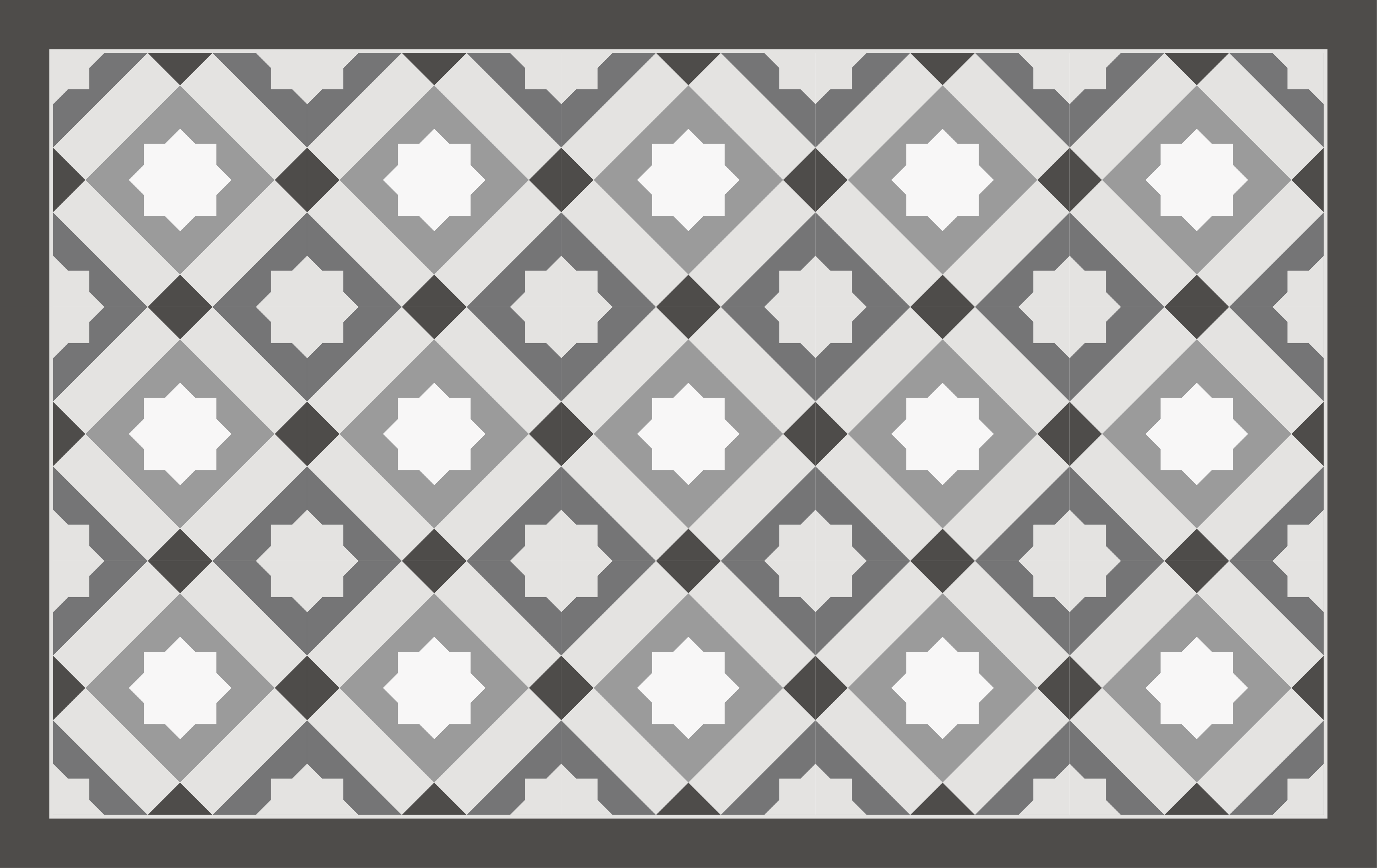 Tapete vinílico mosaico azulejos estrelados cinza - TenStickers