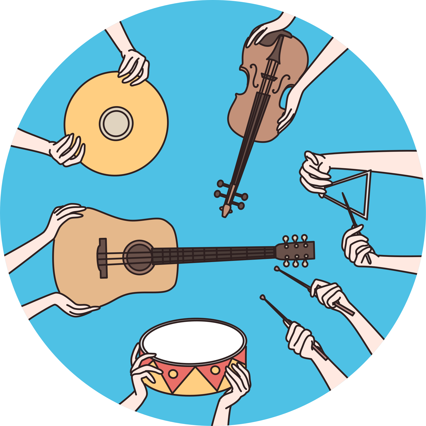 Tapete em vinil infantil motivo de mãos musicais - TenStickers