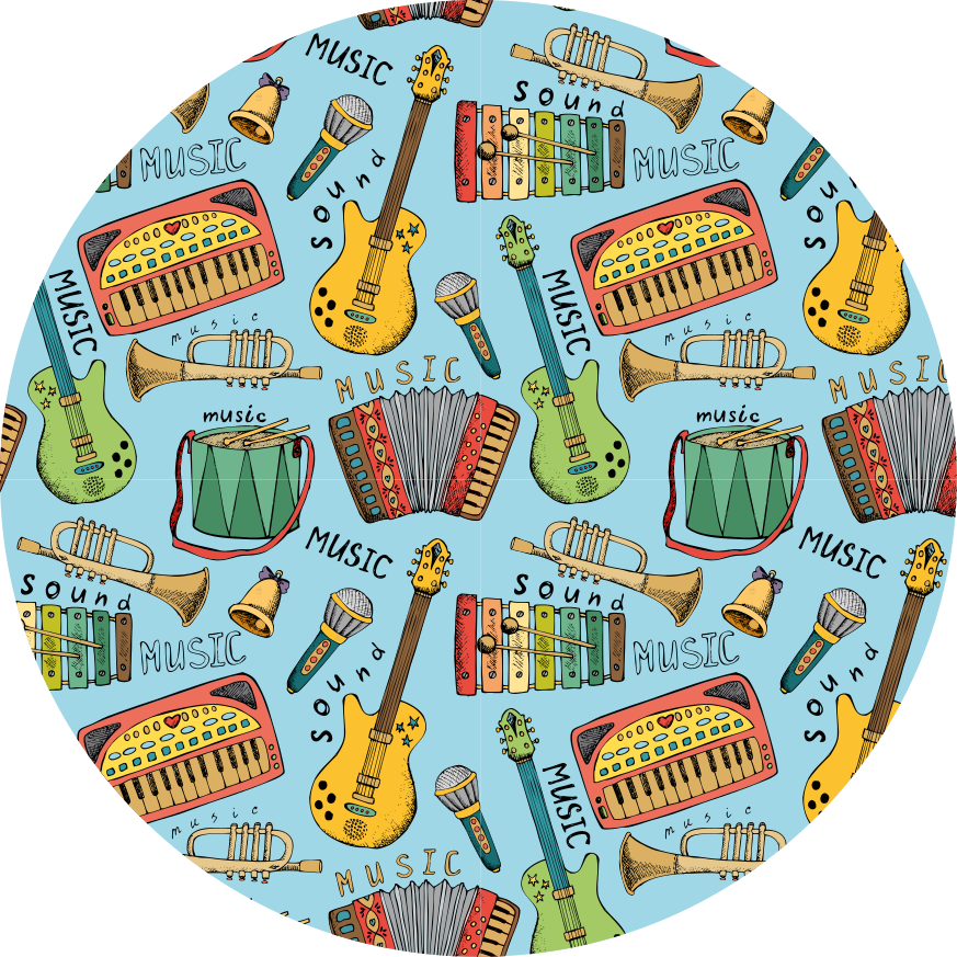 Tapete em vinil infantil diversão com instrumentos musicais - TenStickers