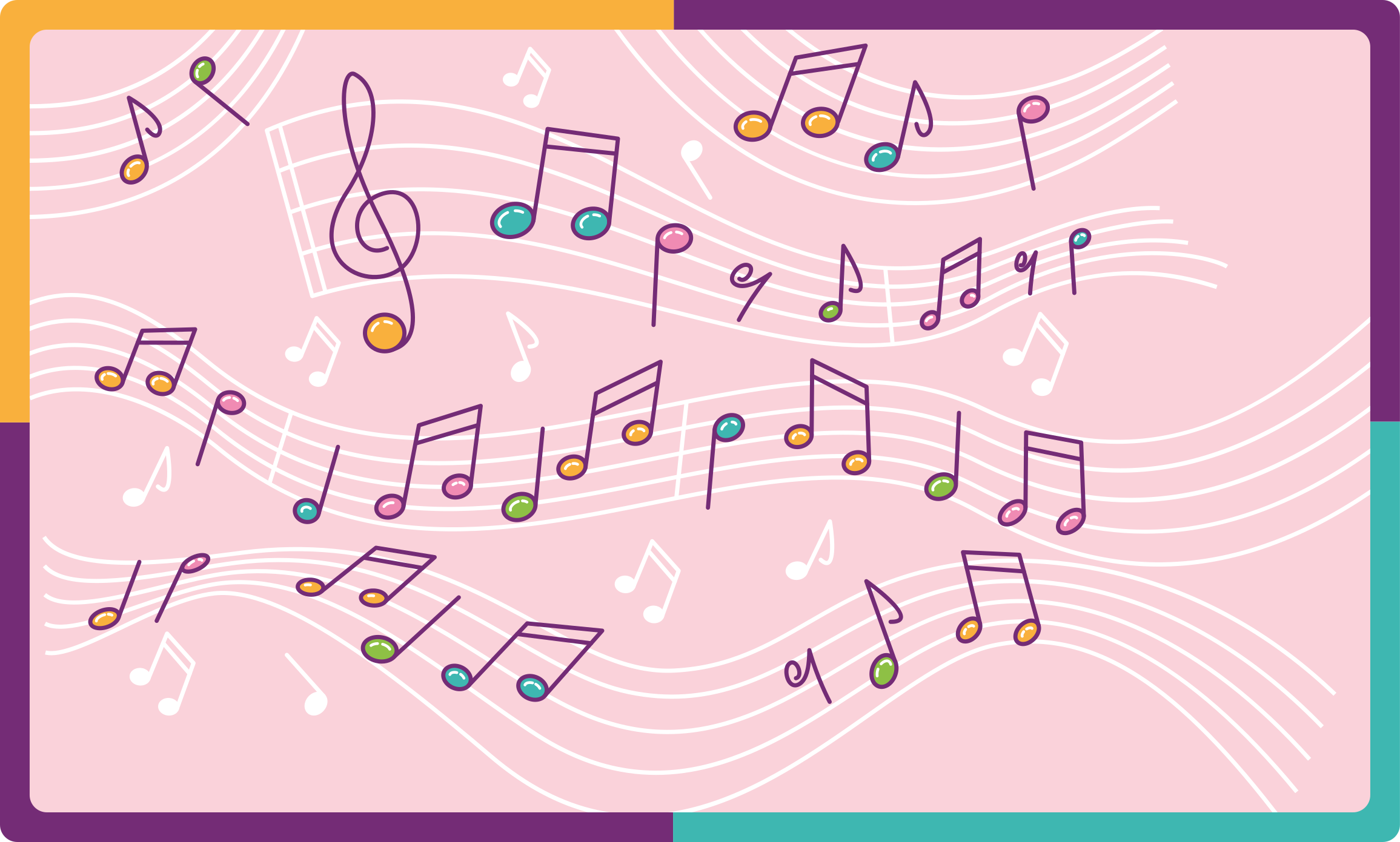 Tapete vinílico juvenil fluxo de notas melódicas - TenStickers