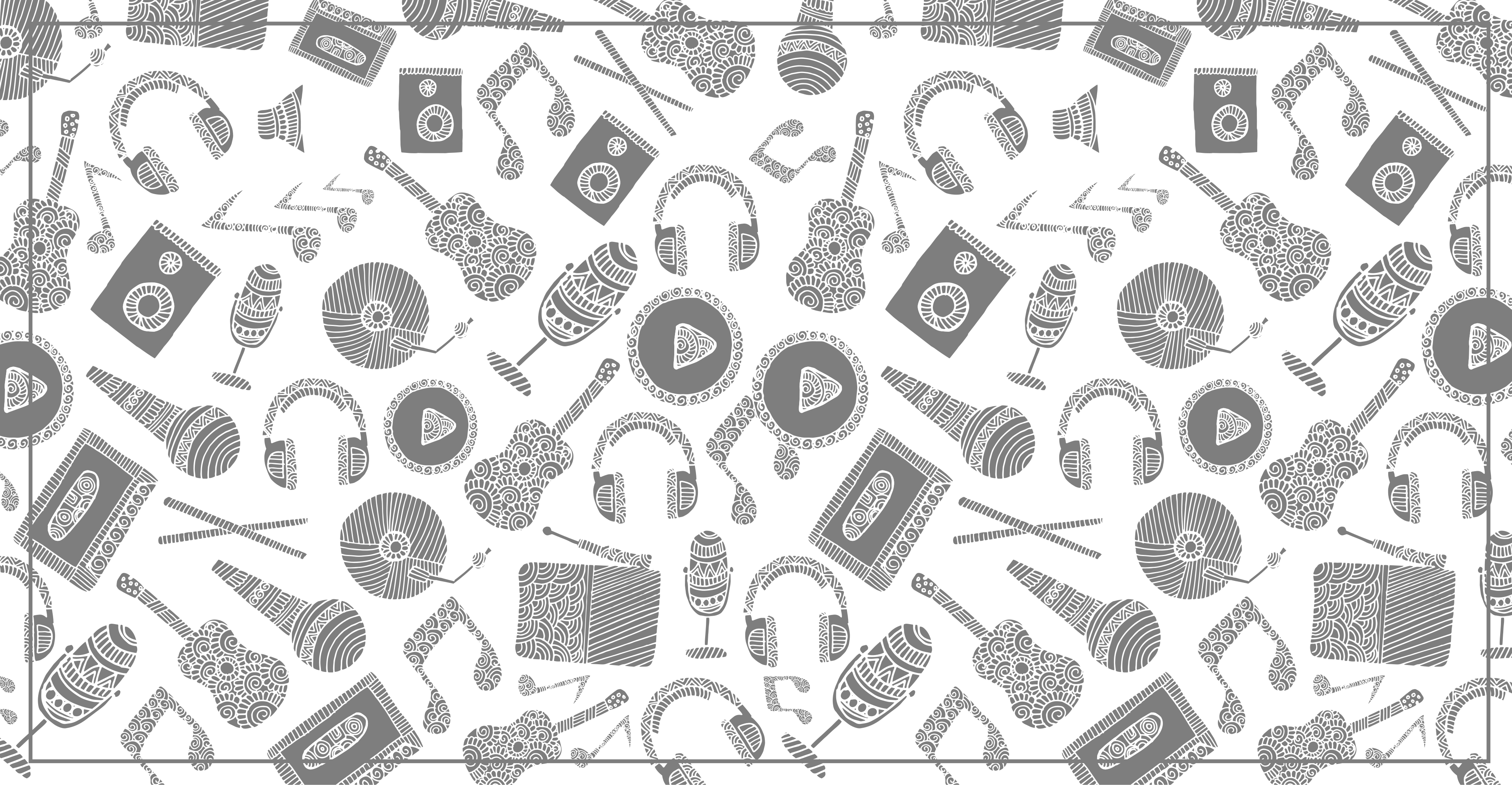 Tapete em vinil infantil padrão de elementos musicais - TenStickers