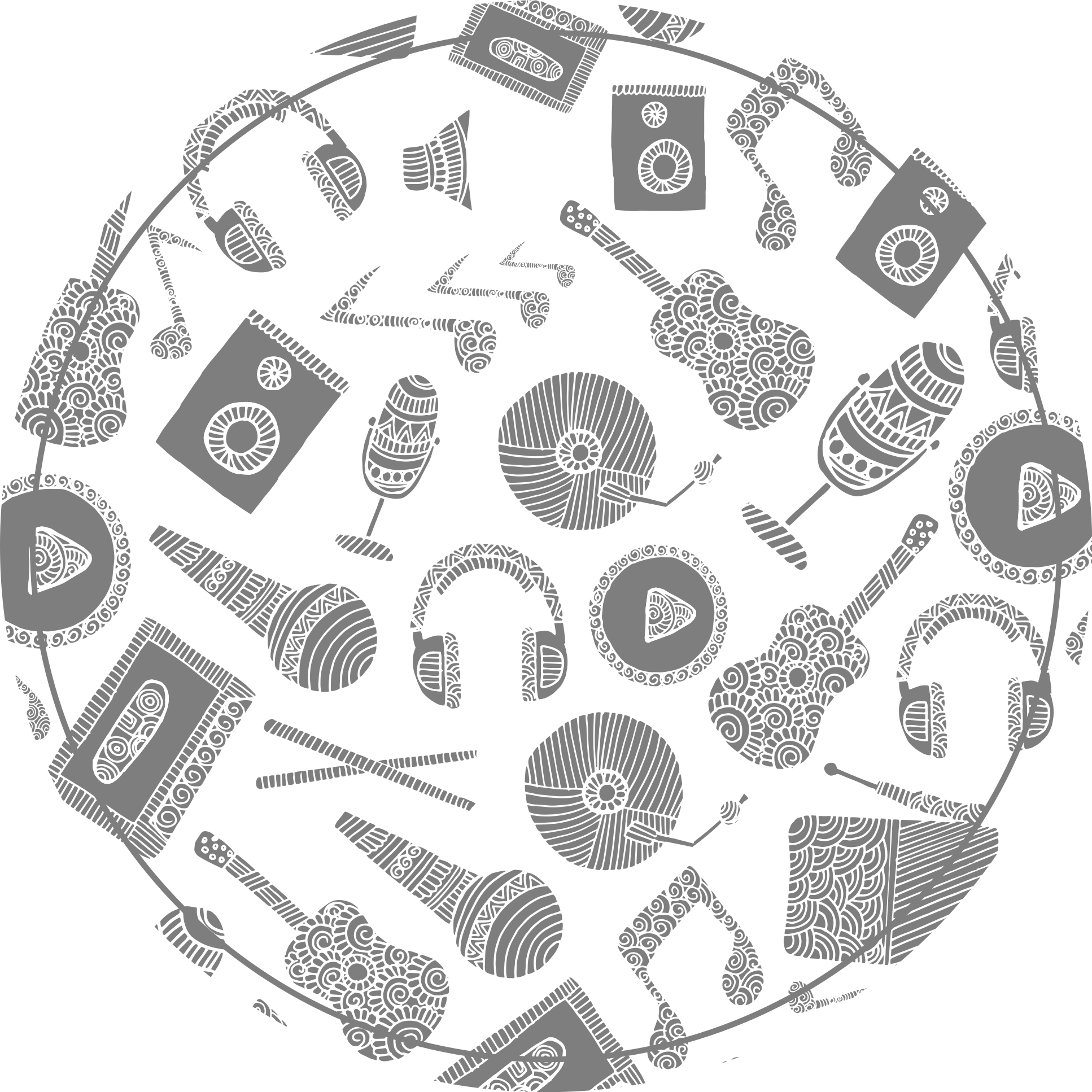 Tapete em vinil infantil padrões de instrumentos musicais - TenStickers