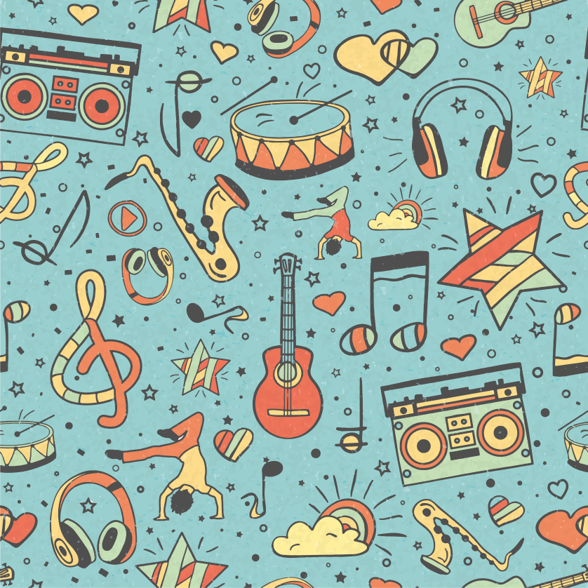 Tapete em vinil infantil símbolos musicais lúdicos - TenStickers