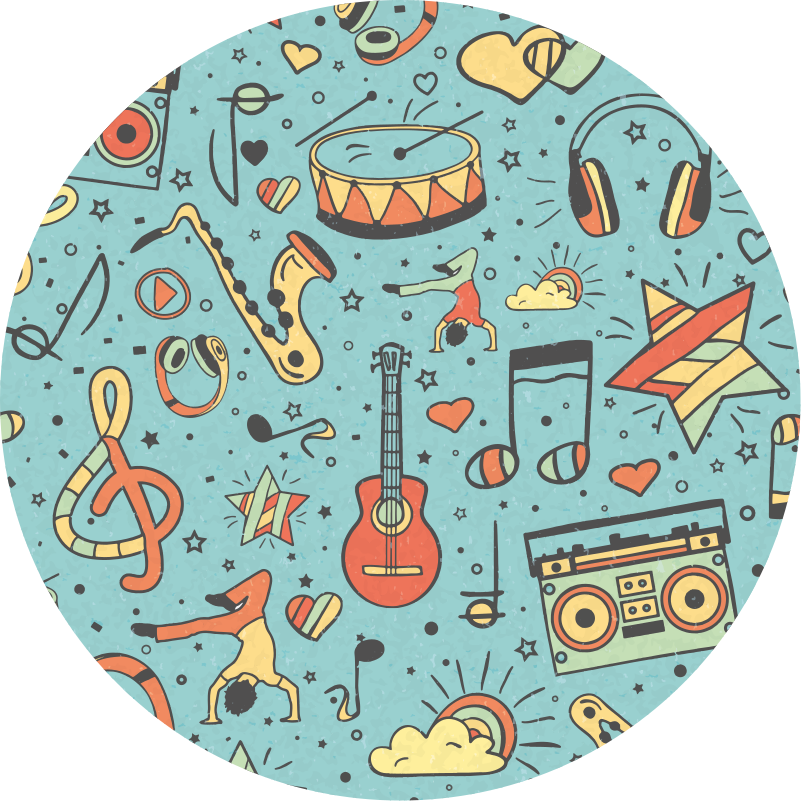 Tapete em vinil infantil tema de notas musicais - TenStickers