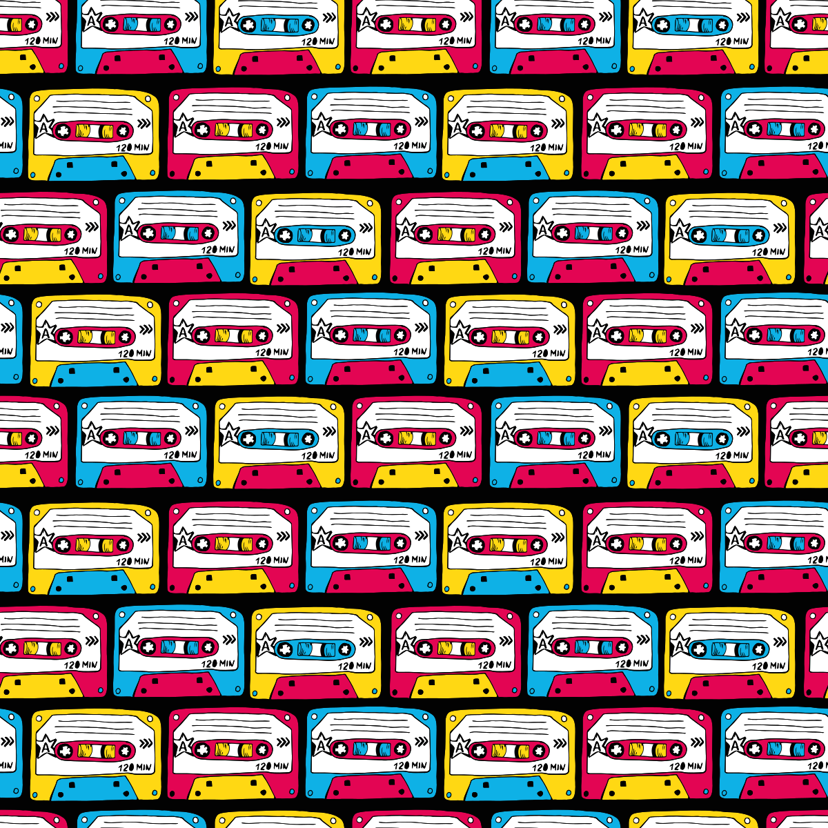 Tapete vinílico texturas fitas cassete retrô - TenStickers