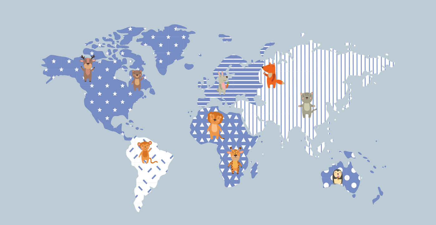 Tapete em vinil infantil aventura no mapa mundial - TenStickers
