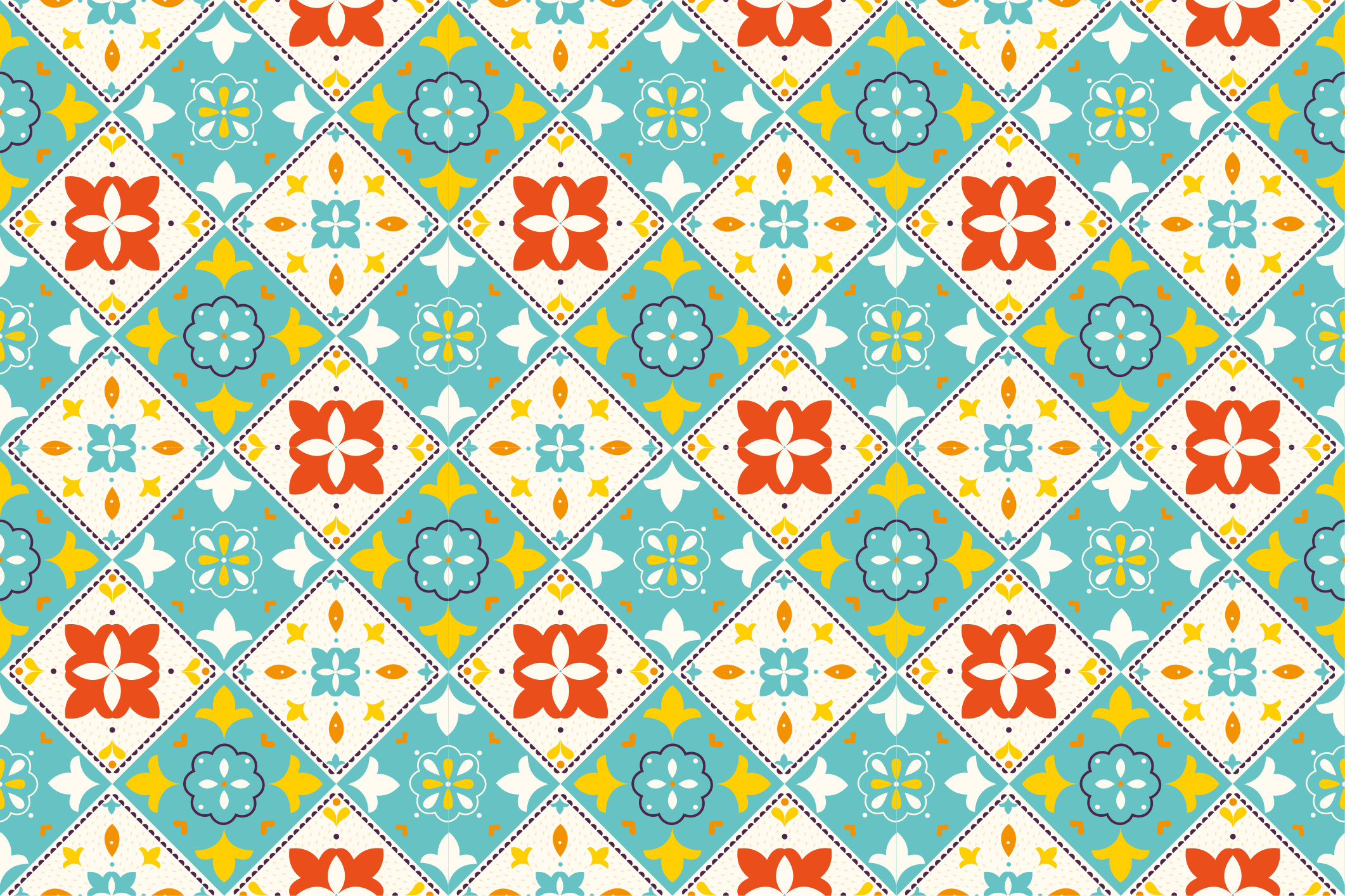 Piso de azulejos em estilo vintage colorido para banheiro - TenStickers