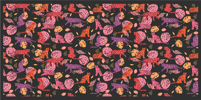 Tapete vinílico de animais gatos coloridos da selva - TenStickers