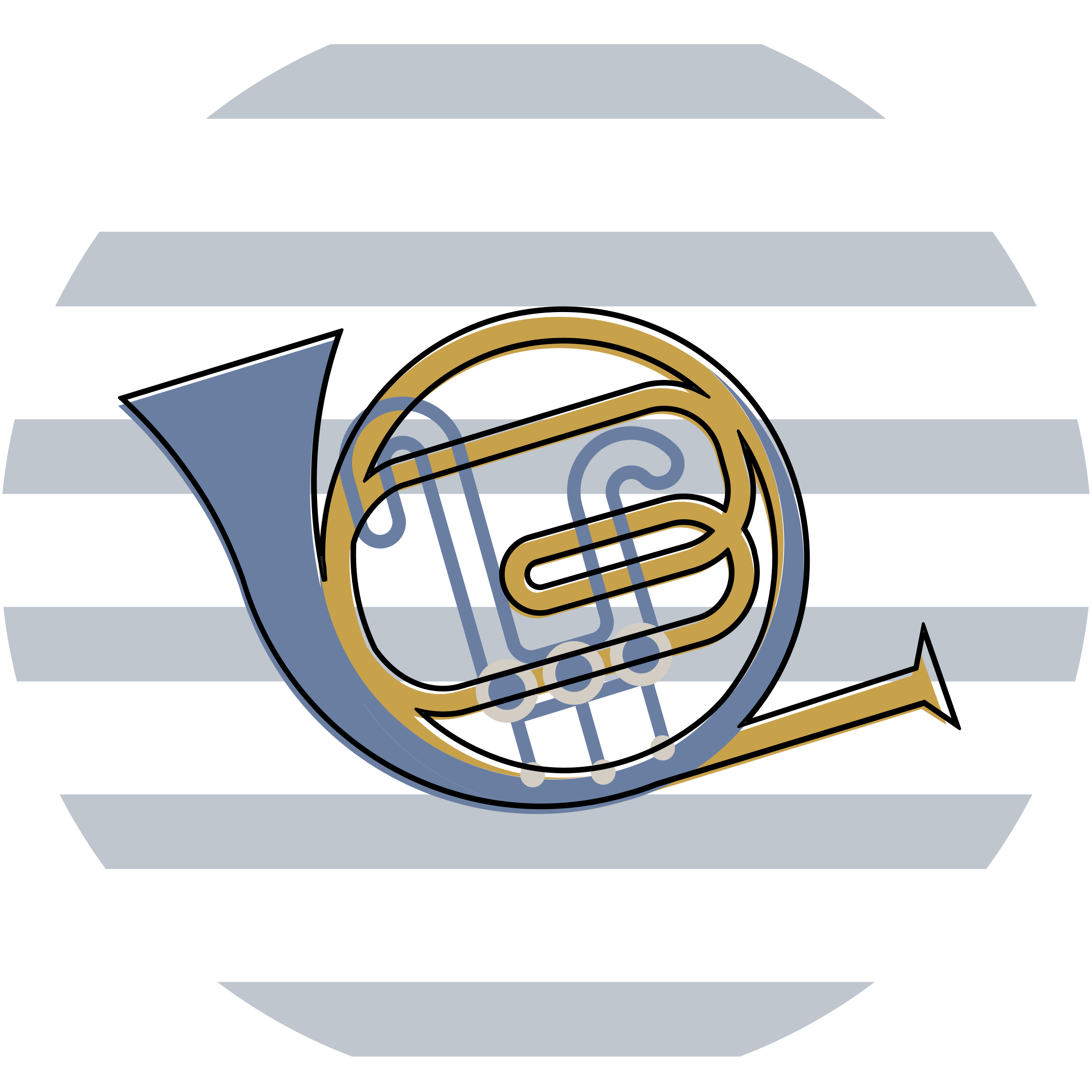 Tapete vinílico redondo design de trompa musical - TenStickers