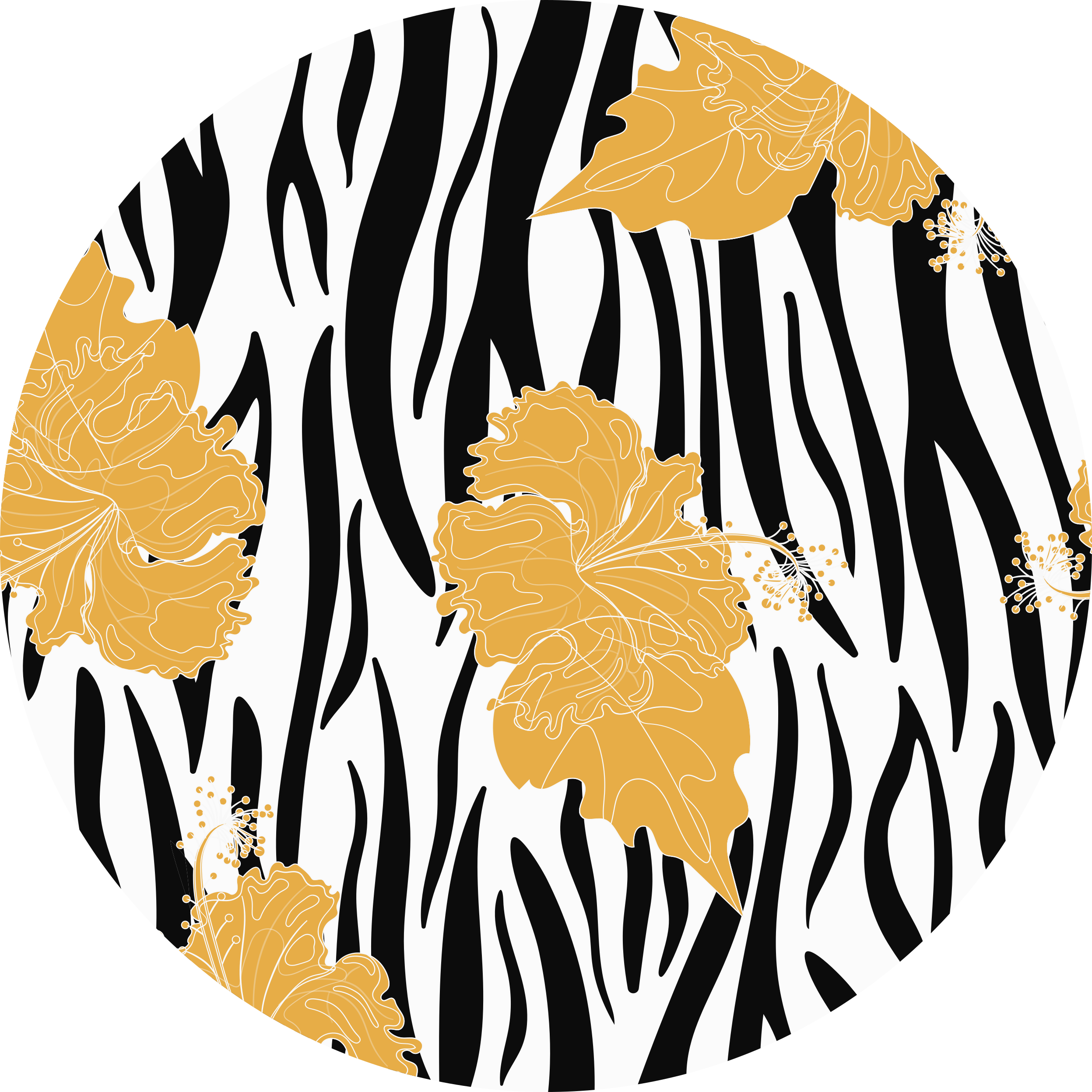 Tapete vinílico estampa de animal motivo de zebra floral - TenStickers