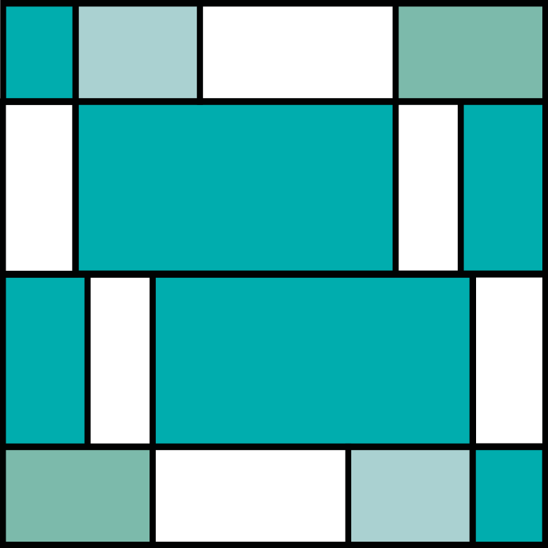 Tapete vinílico geométricas azulejos azuis mondrian - TenStickers