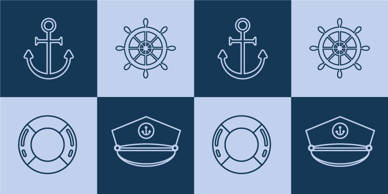 Tapete vinílico de mapa mundial ícones com tema náutico - TenStickers