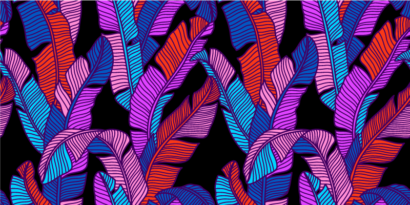 Tapete vinílico natureza folhagem tropical colorida - TenStickers