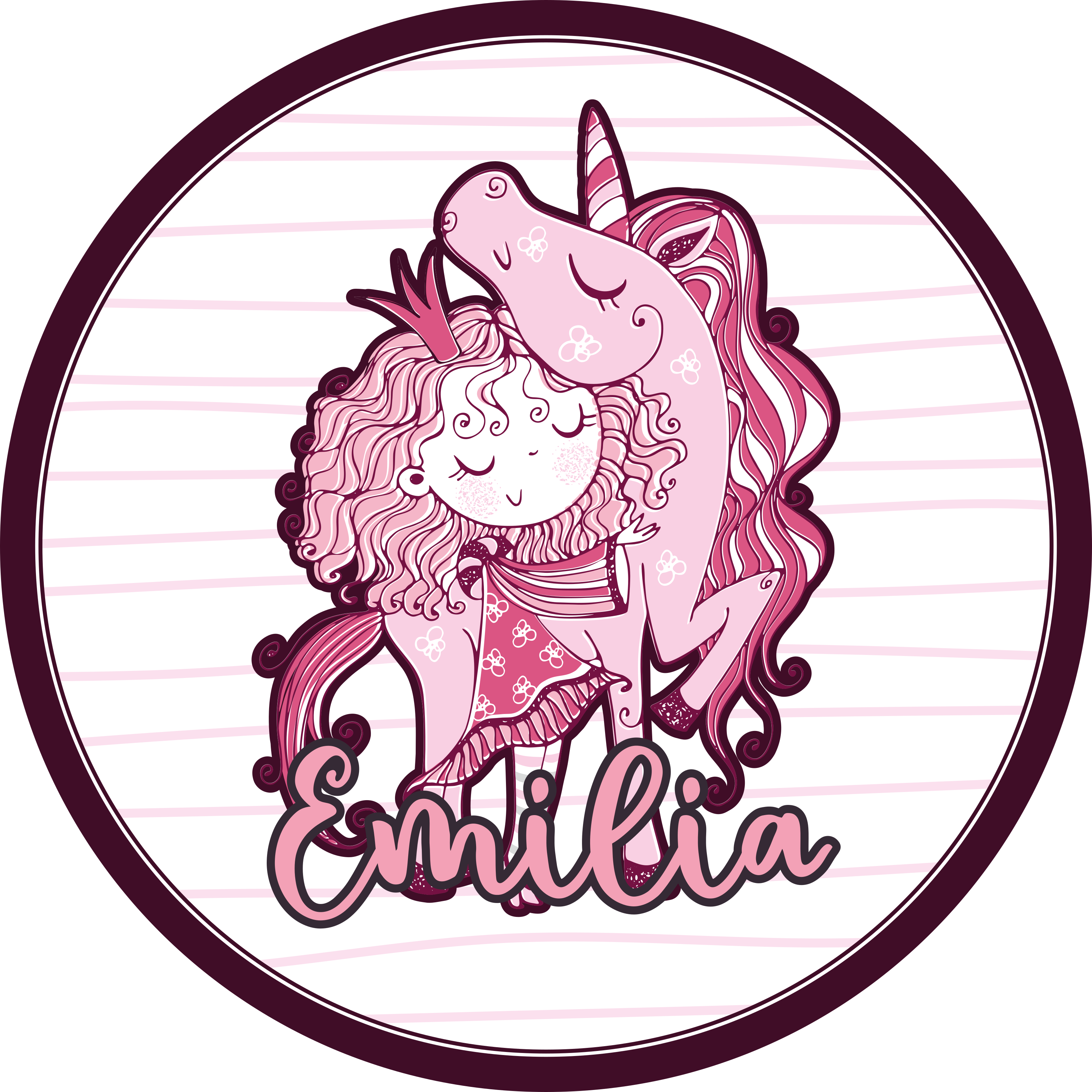 Tapete vinílico com nome dupla fofa de unicórnios - TenStickers