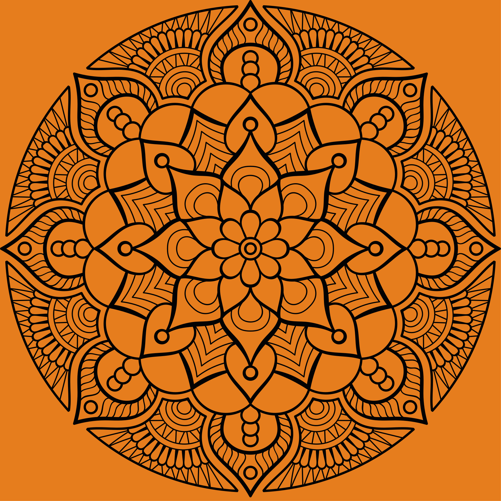 Tapete vinílico de mandala padrão laranja - TenStickers