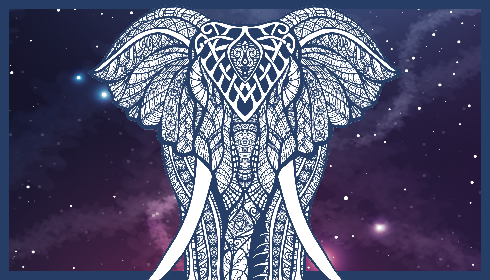 Tapete vinílico com nome arte de elefante intricada - TenStickers