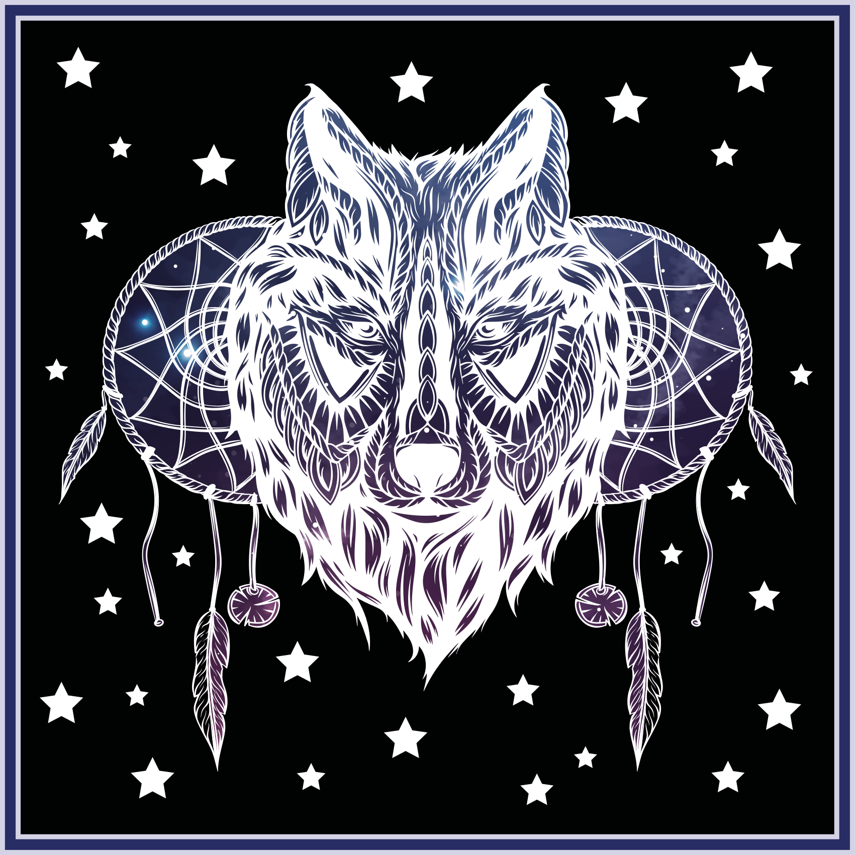 Tapete vinílico para bebés sonhos de lobo com estrelas - TenStickers
