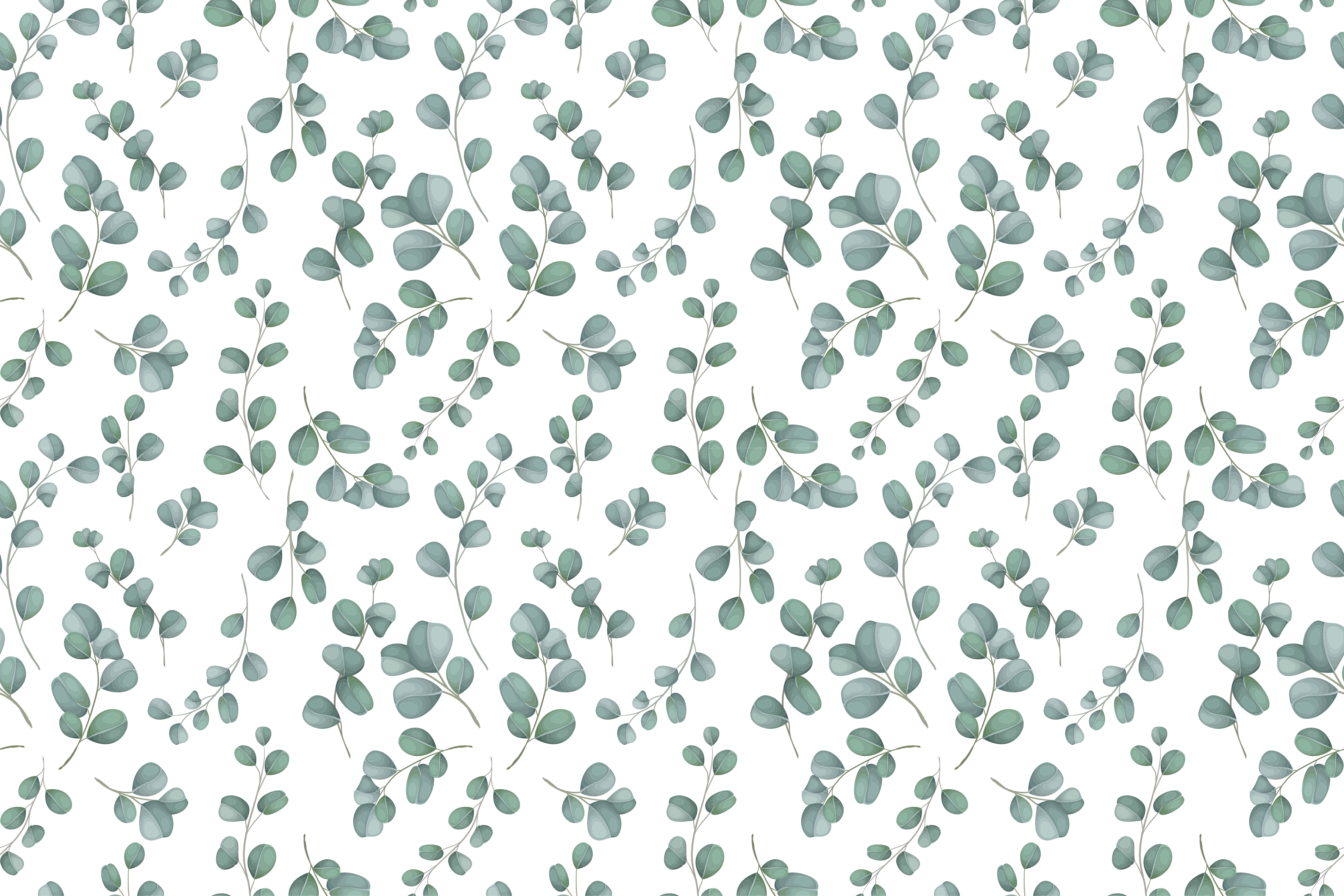 Tapete vinílico flores e plantas padrão verde elegante - TenStickers
