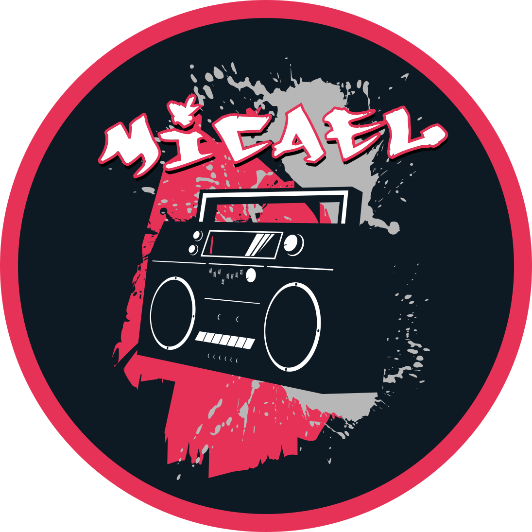 Tapete vinílico com nome tema de boombox retrô - TenStickers